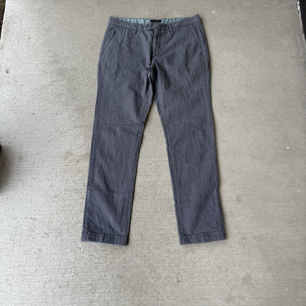 Ted Baker Men's Chino Pants Gray Casual Dress Flat Front Size 34R‎